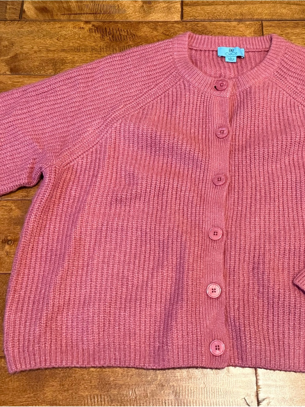 Cece Dusty Rose Knit Button-Front Sweater